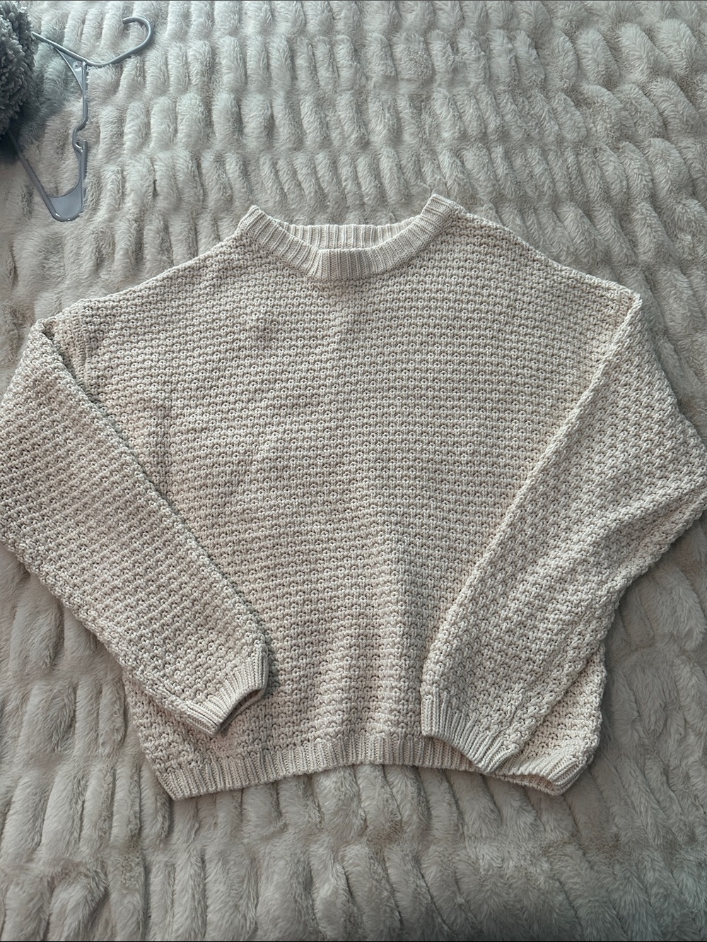 Cream Knit Women's Sweater - Classic Textured Pullover Universal Thread Large